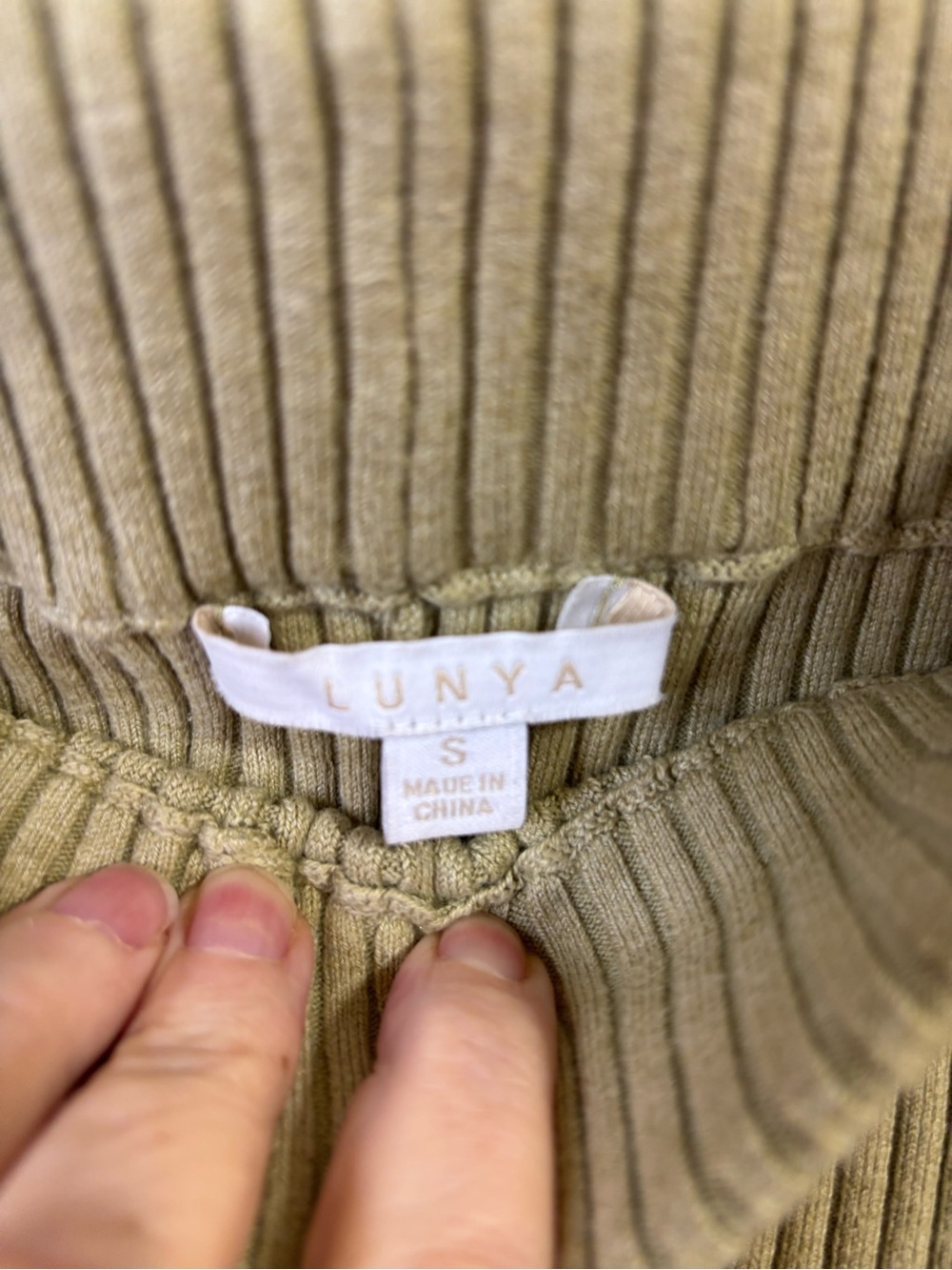 Lunya Green Ribbed Leggings Cotton silk Blend Size Small - Picture 6 of 8